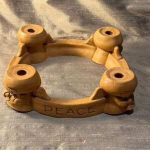 Abbey press tan resin vintage candle holder Angel choir playing instruments